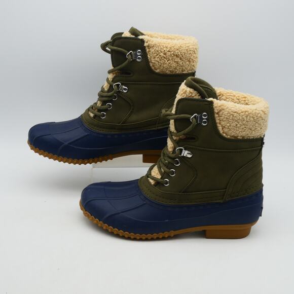 NEW Tommy Hilfiger Women's 8 Rainah Winter  Snow Rain Duck Boots Green Blue - Picture 2 of 10